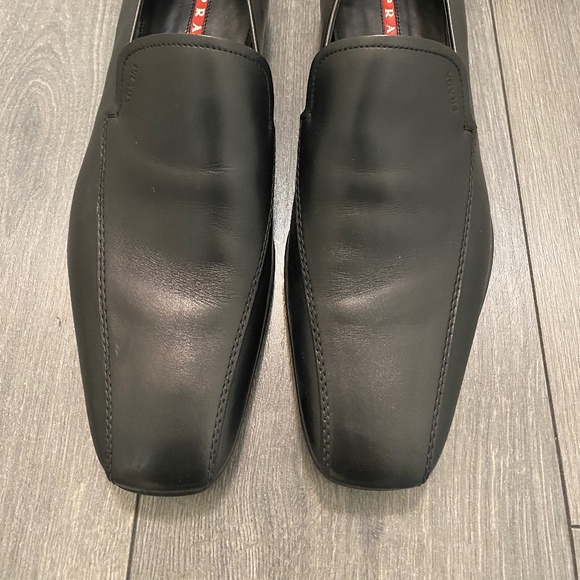 Prada Black Leather Rubber Sole Loafers Size 11 - Picture 2 of 14